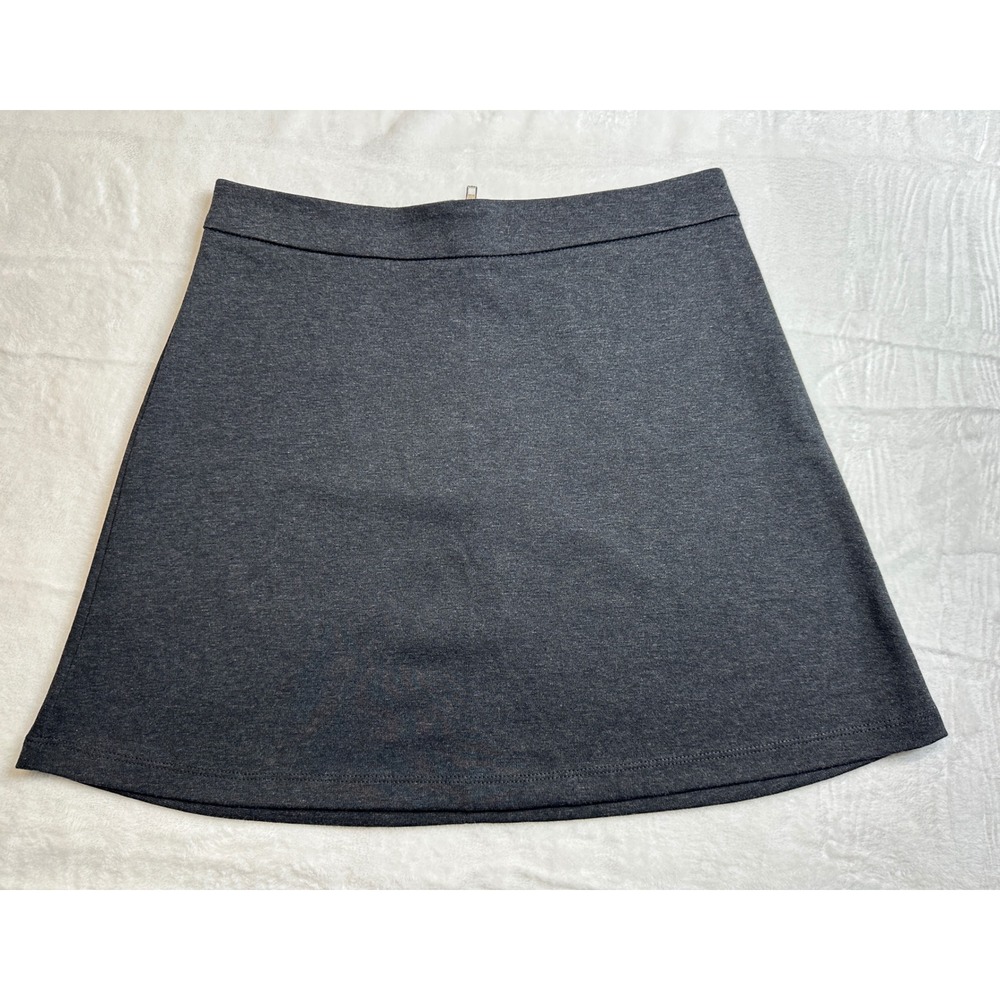 Forever 21 Mini Skirt Women Size M Gray Heather A-Line Stretch Back Zip Basic